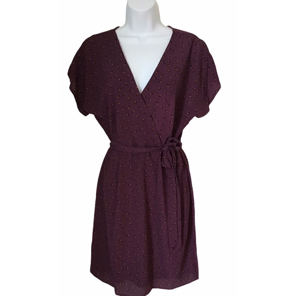 NWOT Bobeau Short Sleeve Burgundy Wine Casual Soft Feminine Classic Dress S